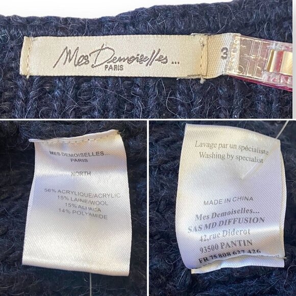 Mes demoiselles North Blue Wool Alpaca blend sweater, Size 3/L - Picture 4 of 11
